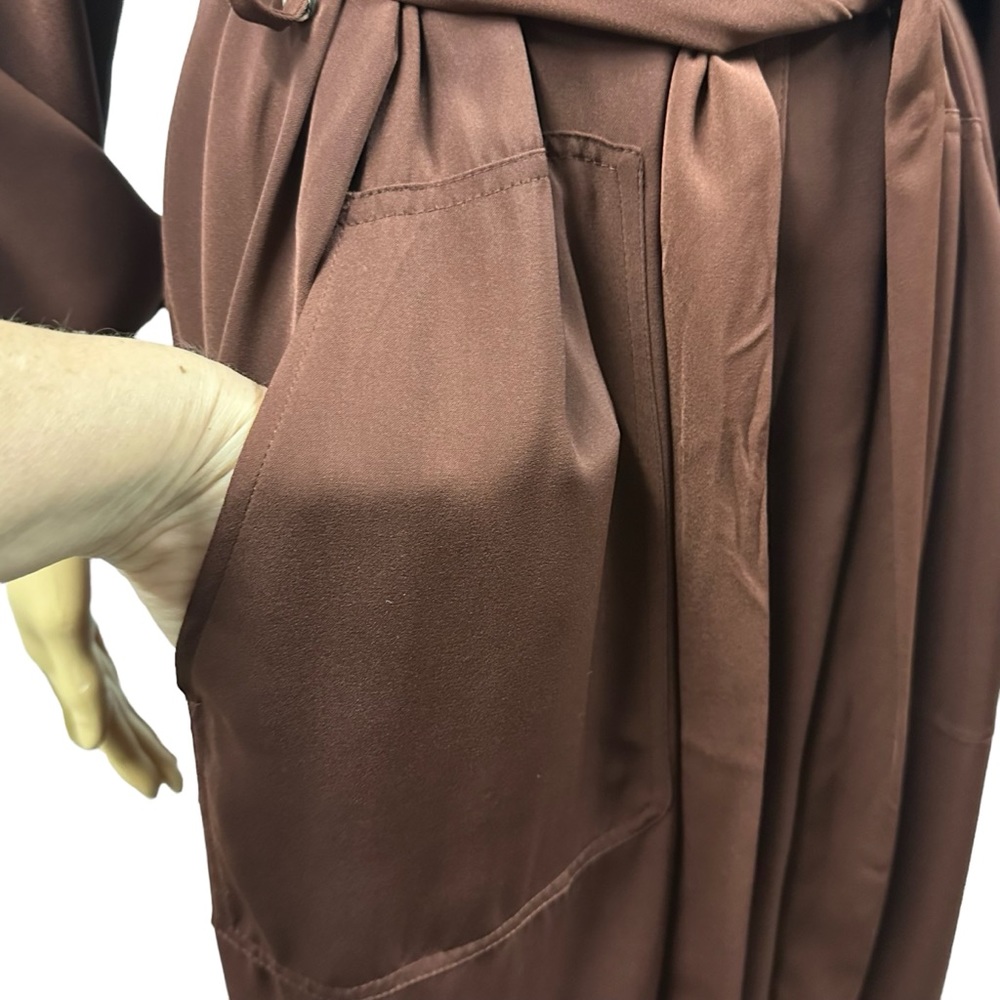 DR2 Daniel Rainn Long Woven Open Belted Trench Coat Chestnut Nordstrom Womens L - Picture 3 of 15